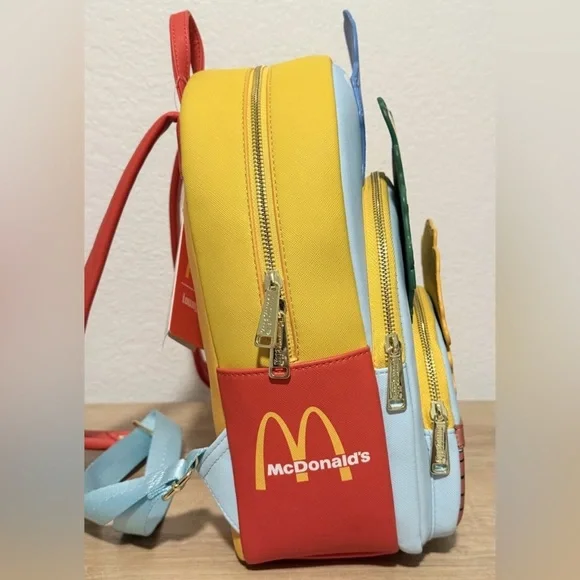 McDonald's Vintage Fry Kids Triple Pocket Mini Backpack Loungefly - Picture 4 of 12